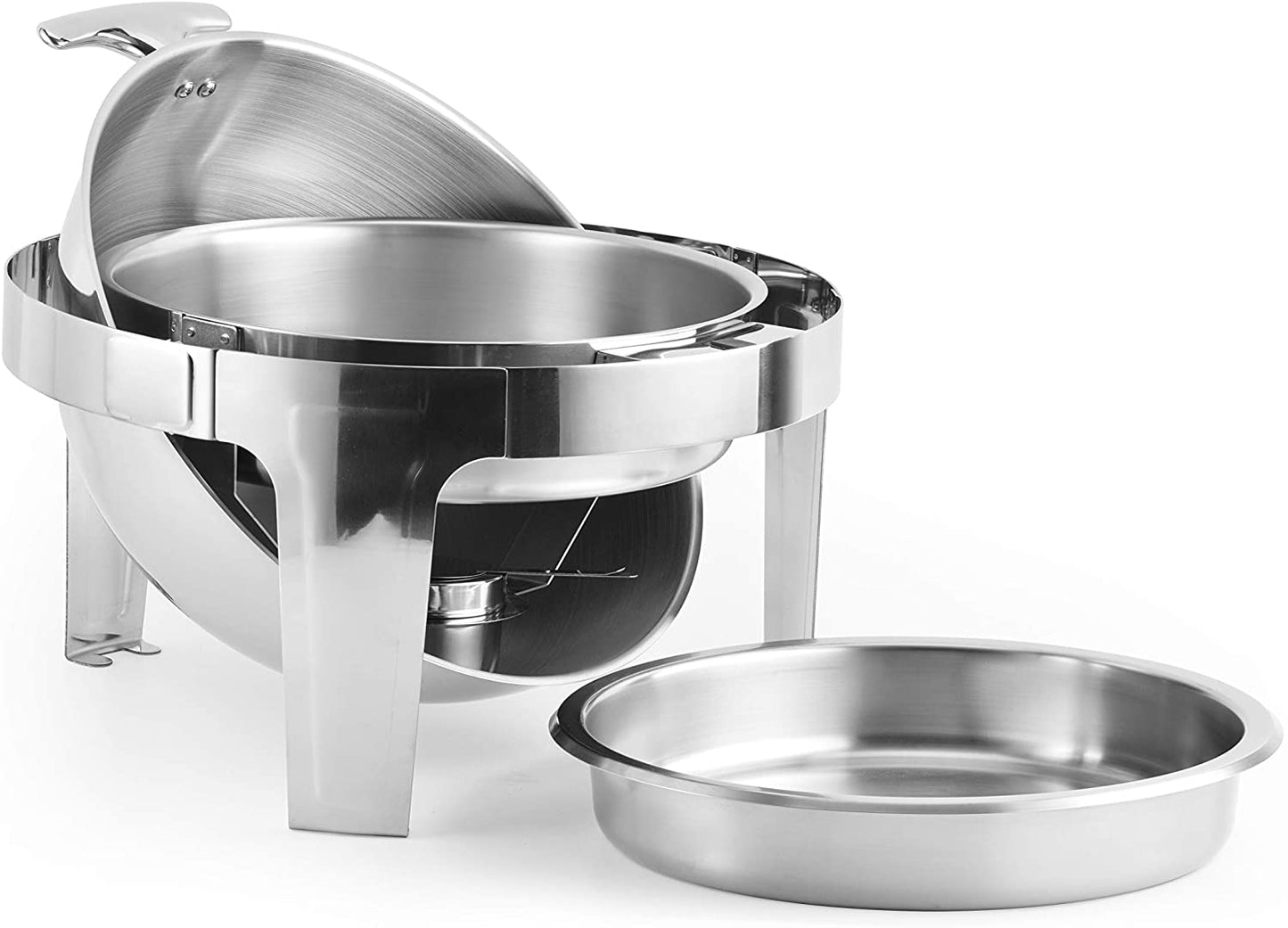 M8 BVC Stainless Steel Roll Top Round Chafing Dish with Stand - Big5 Cookware Factory Shop