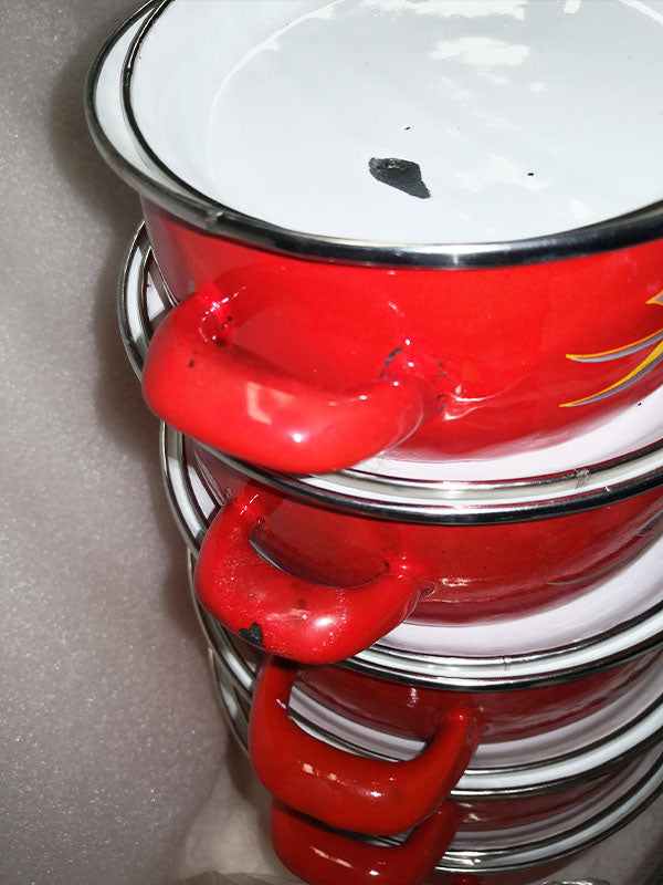 Defects Stock Clearance - Heavy Gauge Enamel 12PC Pots Set - Big5 Cookware Factory Shop
