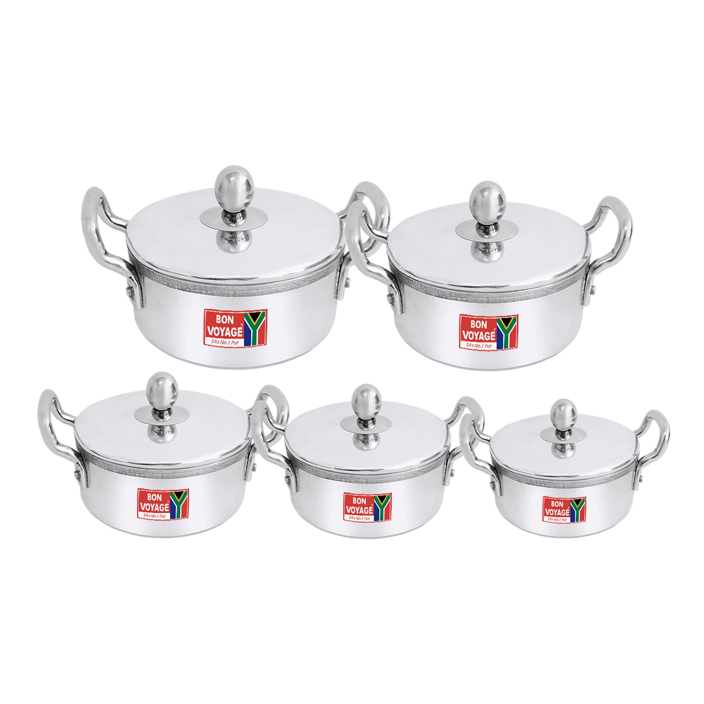 Sapphire 10PC Aluminium Casseroles With Solid Handles - Big5 Cookware Factory Shop