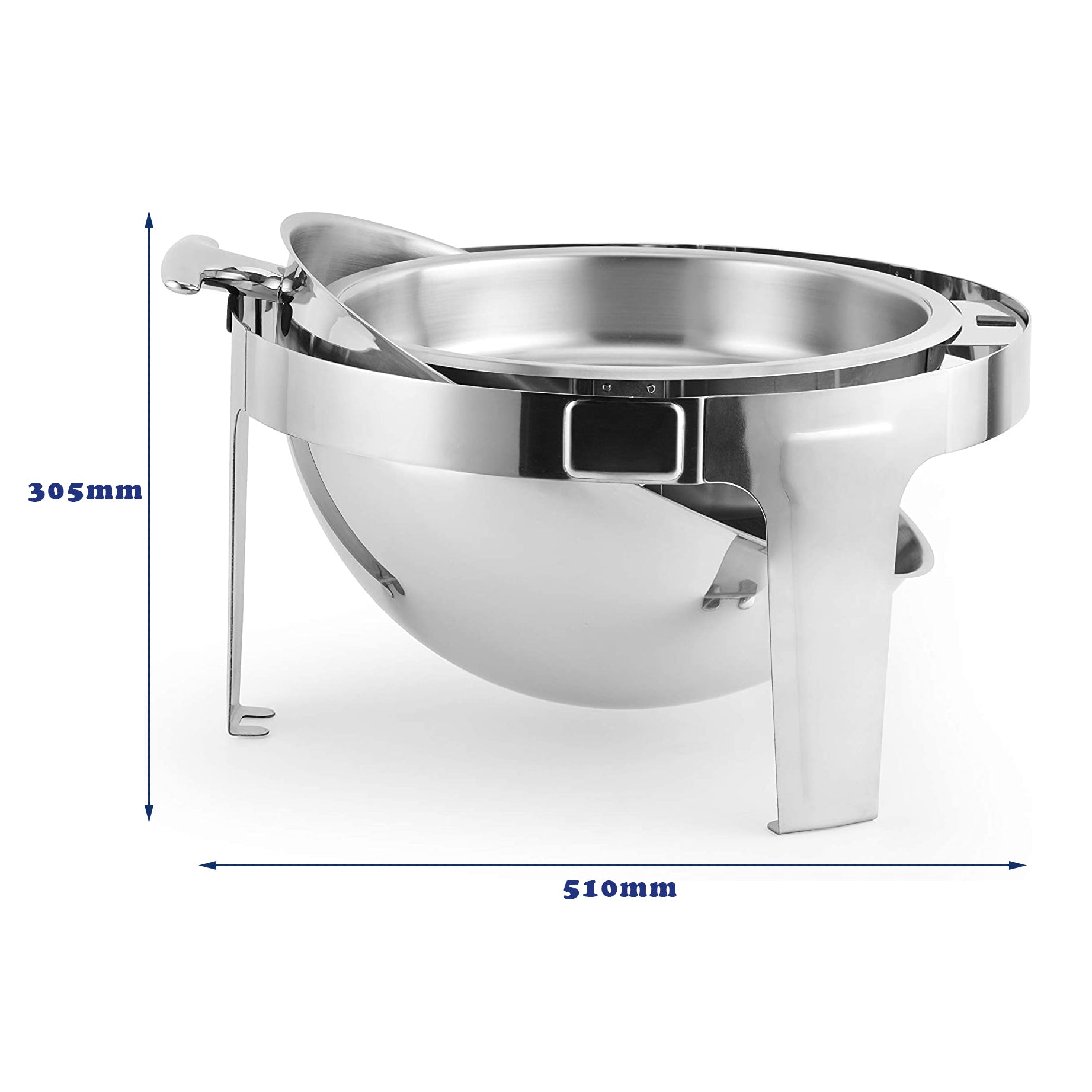 M8 BVC Stainless Steel Roll Top Round Chafing Dish with Stand - Big5 Cookware Factory Shop