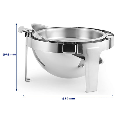 M8 BVC Stainless Steel Roll Top Round Chafing Dish with Stand - Big5 Cookware Factory Shop