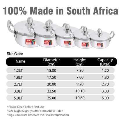 Sapphire 10PC Aluminium Casseroles With Solid Handles - Big5 Cookware Factory Shop