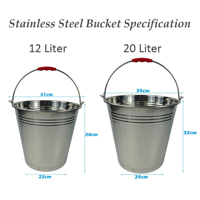 Stainless Steel Utility Bucket, Pail with Carry Handle - Big5 Cookware Factory Shop