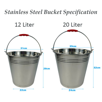 Stainless Steel Utility Bucket, Pail with Carry Handle - Big5 Cookware Factory Shop